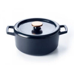 Cocotte Ronde En Fonte émaillée 26cm Noir Nori - 15141264 - Beka