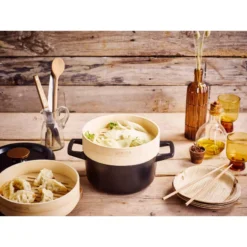 NORI Cocotte En Fonte Emaillée Avec 2 Paniers Vapeur BEKA Ronde Noir D20 -Beka nori cocotte en fonte emaillee avec 2 paniers vapeur beka ronde noir d20 6