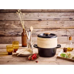 NORI Cocotte En Fonte Emaillée Avec 2 Paniers Vapeur BEKA Ronde Noir D20 -Beka nori cocotte en fonte emaillee avec 2 paniers vapeur beka ronde noir d20 8