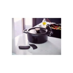 Paire De Couvre Poignées Isolante En Cuir Noir BEKA Pour Cocotte En Fonte NORI